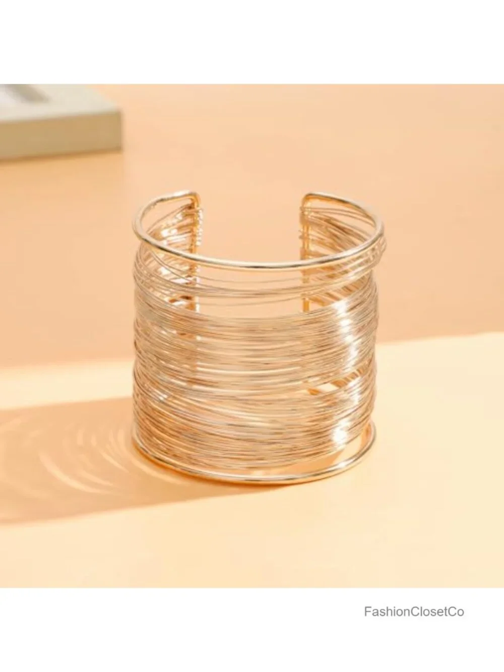 6 Pieces Gold Chunky Cuff Bracelets Set Open Wire Bangle Punk Statement Bracelet